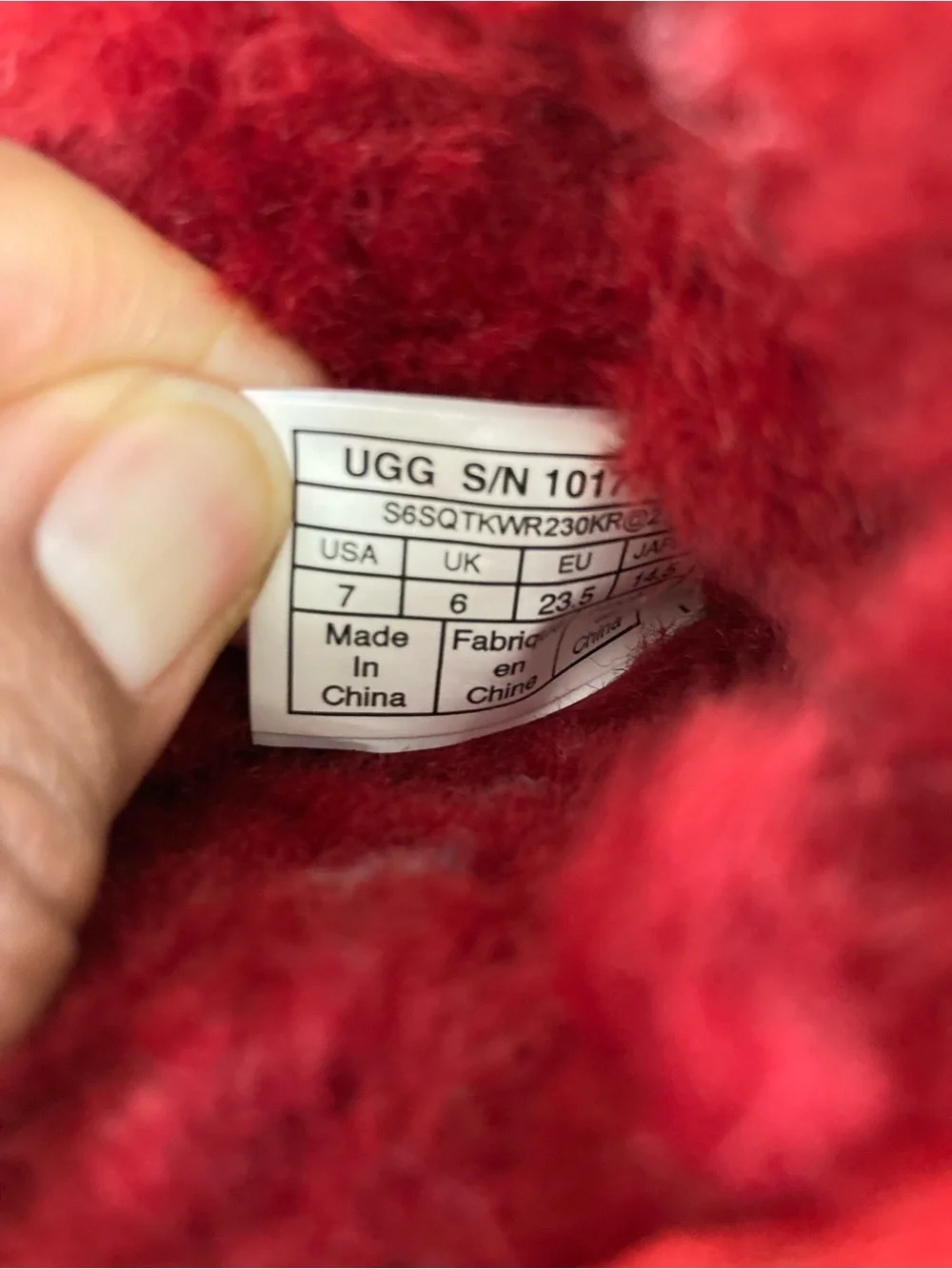 UGG Classic Short Sherling Fur Winter Red Boots 7 Toddler Leather